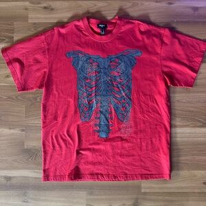 Red Graphic Skeleton T-Shirt with rhinestone embellishments Unisex